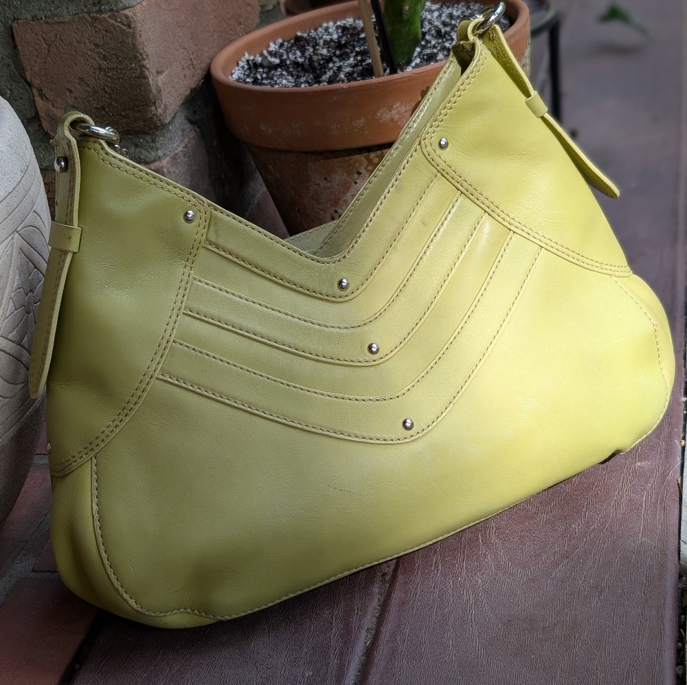 Vintage Y2K 90's Cole Haan Trinity Purse Shoulder Bag In Avocado Green